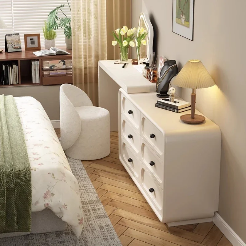 

European Cream Dressing Table Storage Light Luxury Desgin Console Vanity Table Modern Drawers Penteadeira Postmodern Furniture