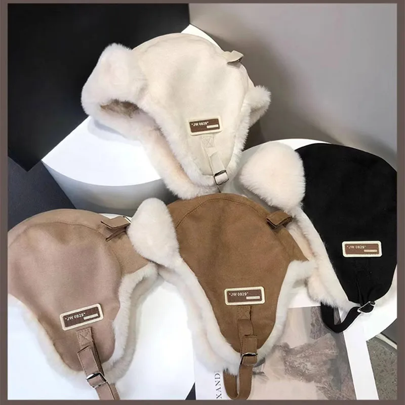Thick Warm Russian Ushanka Fur Hat Fashion Male Female Winter Outdoor Hat Black Grey Earflap Ski Russian Cap Bomber Hat Gifts view 6