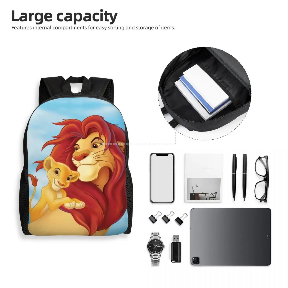 Custom 3D Printing King Lion Simba Backpacks for Boys Girls Hakuna Matata School College Travel Bags Women Men Bookbag