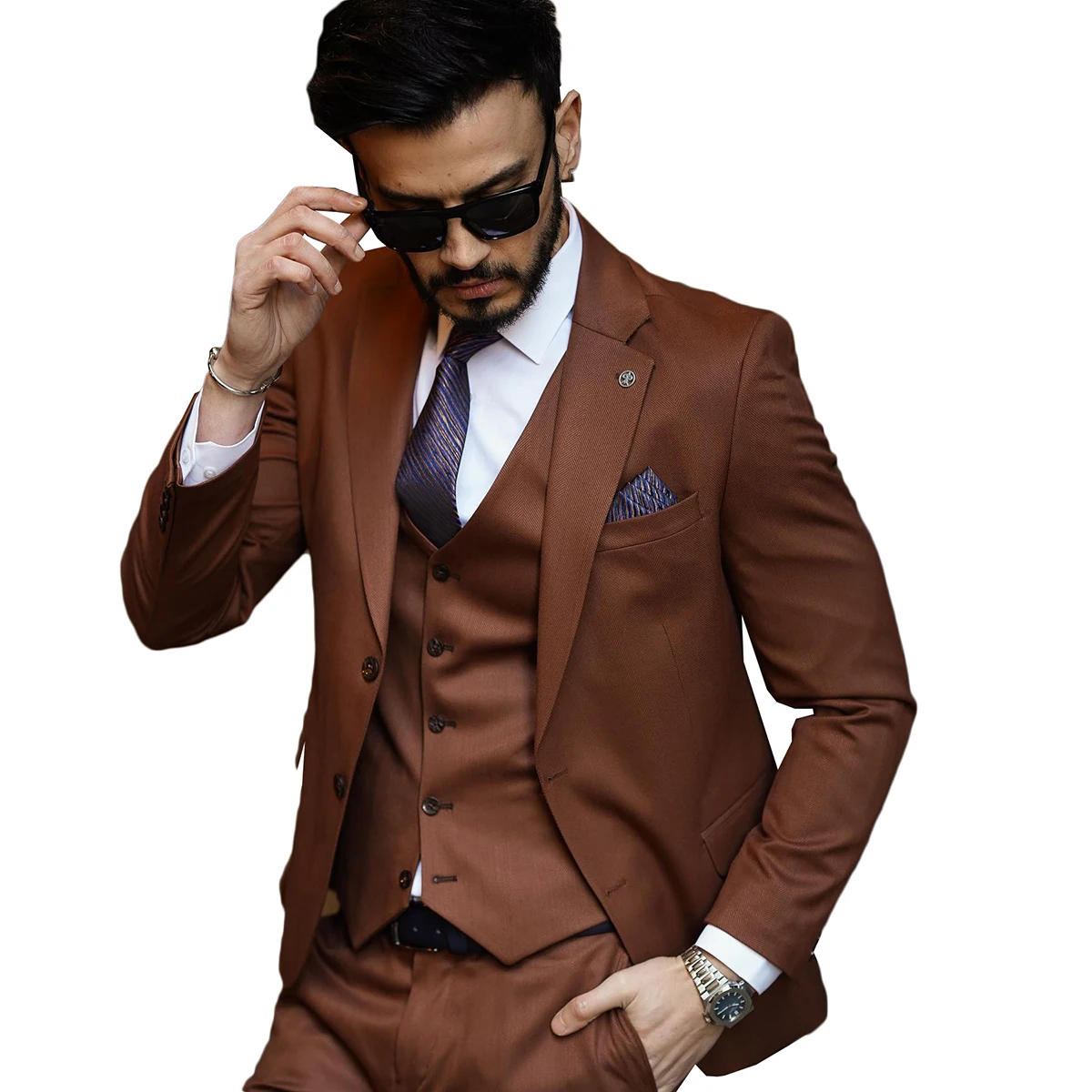 Smokings de mariage imbibés pour hommes, revers cranté à deux boutons, tenue de marié, affaires formelles, veste, vernis, pantalon, mode, 3 pièces