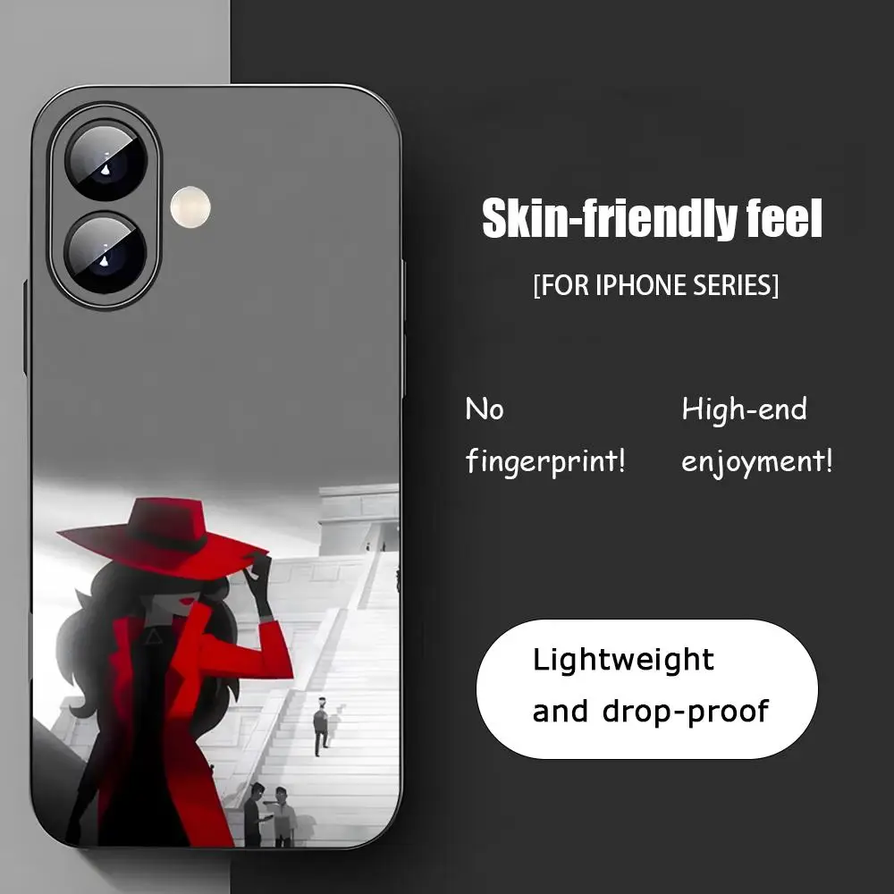 Hot Carmen Sandiego Cartoon Phone Case For iPhone 16 15 14 13 12 11 X XR XS 8 Plus Mini Pro Max Soft black Shockproof Cover view 3