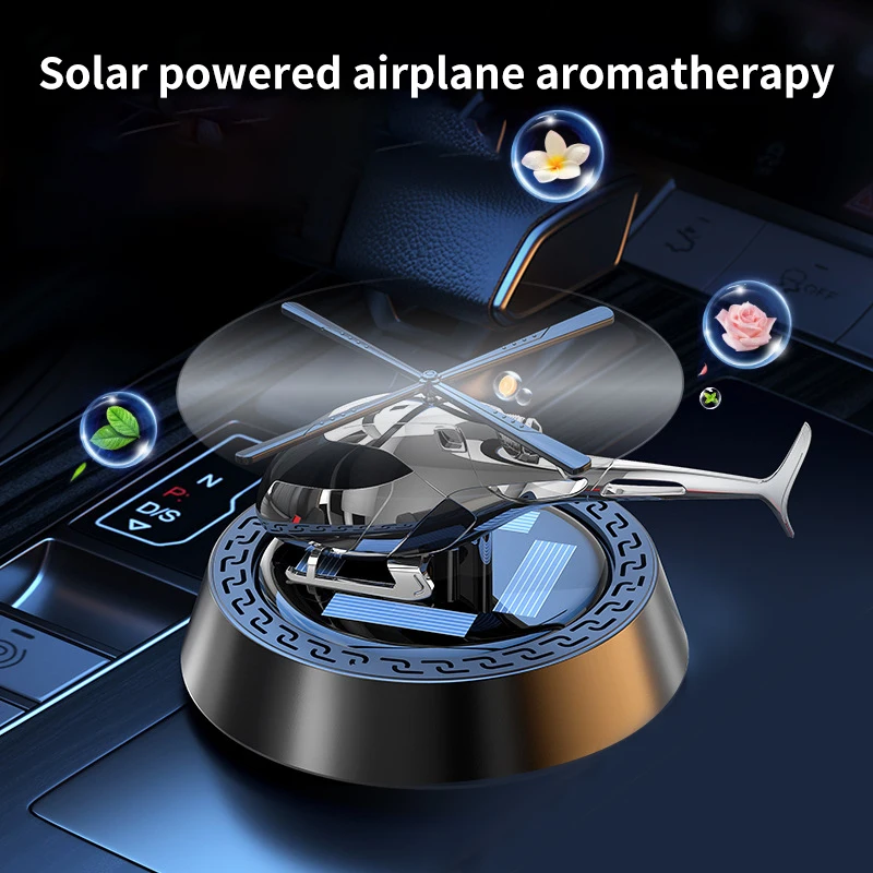 Car mounted perfume solar powered rotating aircraft fragrance decoration durable fragrance in the car, high-end car accessories