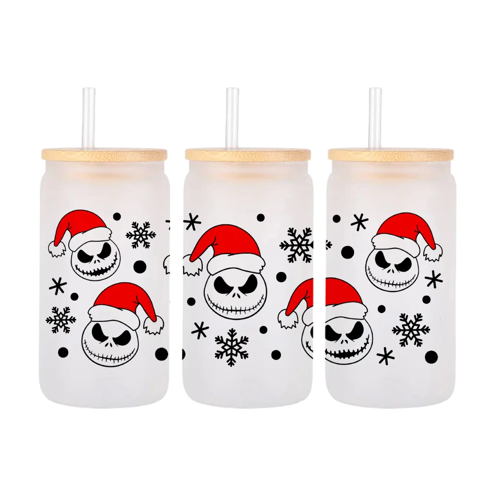 11x24cm Disney Nightmare Before Christmas UV DTF Sticker Waterproof Jack Skellington Decal for Glass Cup Tumbler DIY Craft Gift
