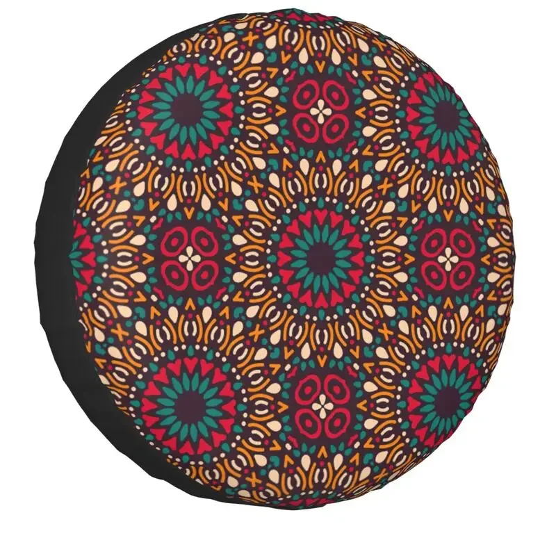 Kitenge Ankara Print Spare Wheel Cover Fit for Jeep Pajero 4WD RV African Tribal Ethnic Art Tire Protector 14