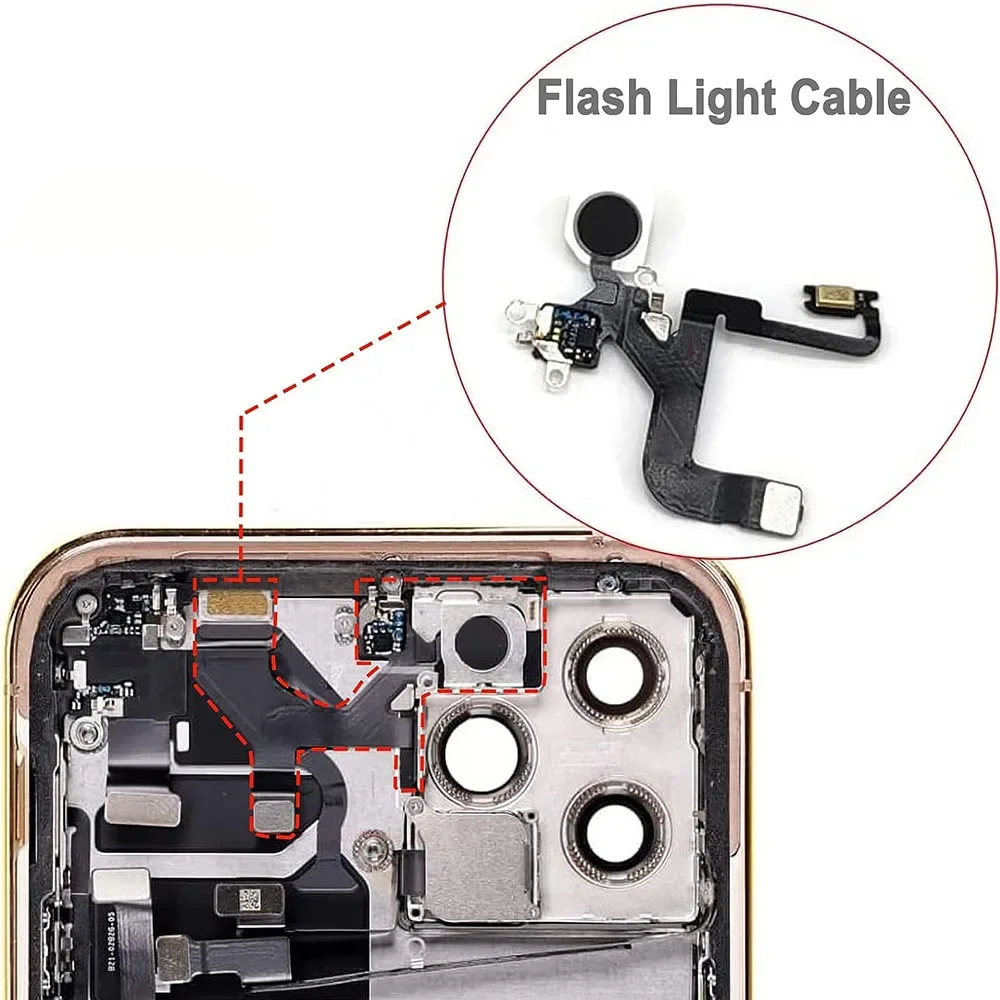 100% OEM Pulled Flash Led Light Power Volume FlashLight Flex Cable Replacement For iPhone 11 12 13 Pro Max Mini With Adhesive image 3