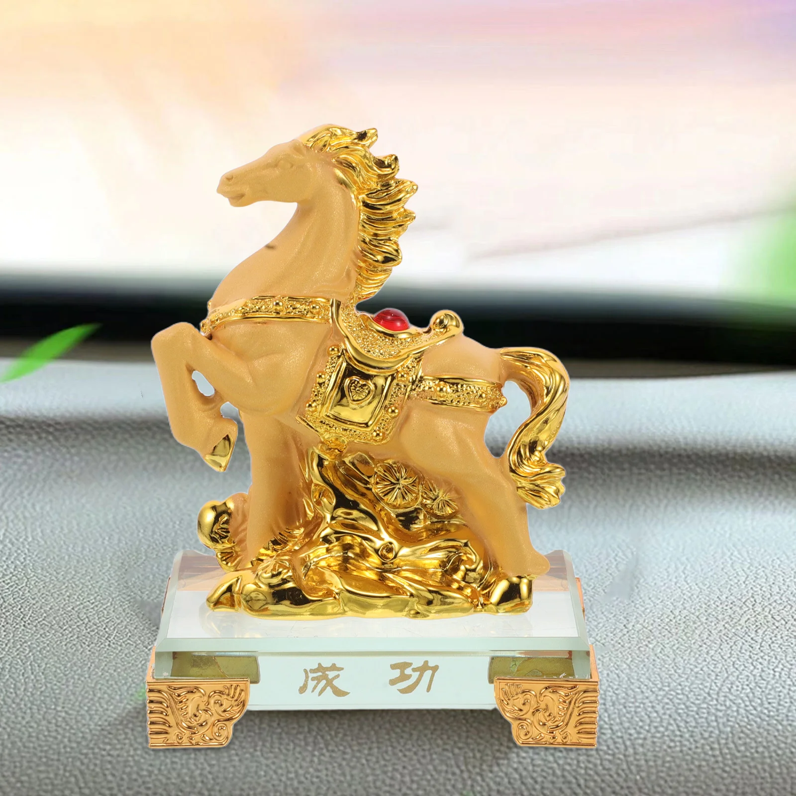 

Decorative Resin Horse Statue for Home Office Desk Chinese Zodiac Wealth Decor Elegant Animal Sculpture Tabletop Adornment