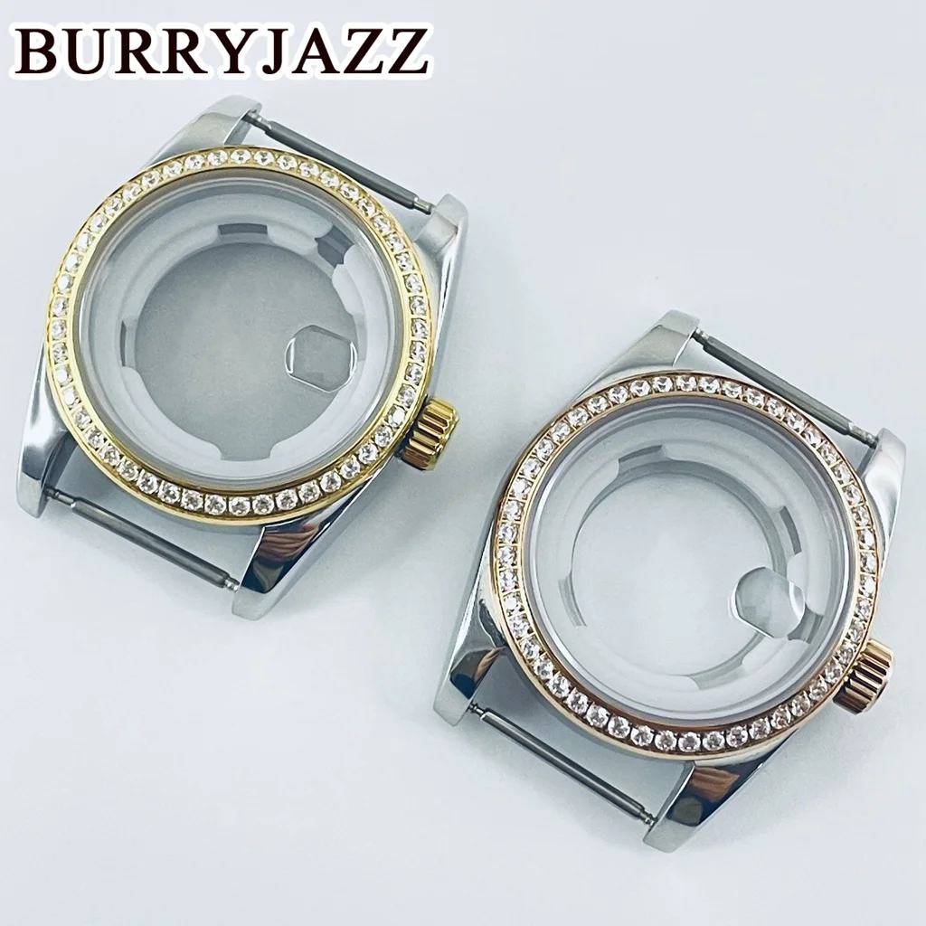 BURRYJAZZ 31mm NH05 NH06 Watch Case Silver Rose Gold Stainless Steel Case With Sapphire Crysta Waterproof - view 3