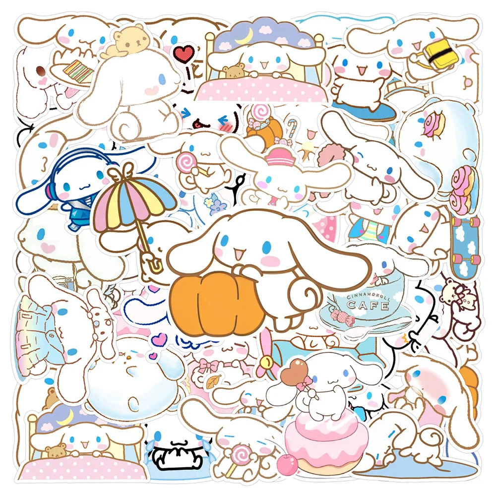 10/30/50pcs Kawaii Sanrio Cinnamoroll Cartoon Stickers Aesthetic Decals Toys DIY Phone Planner Laptop Cute Decoration Sticker