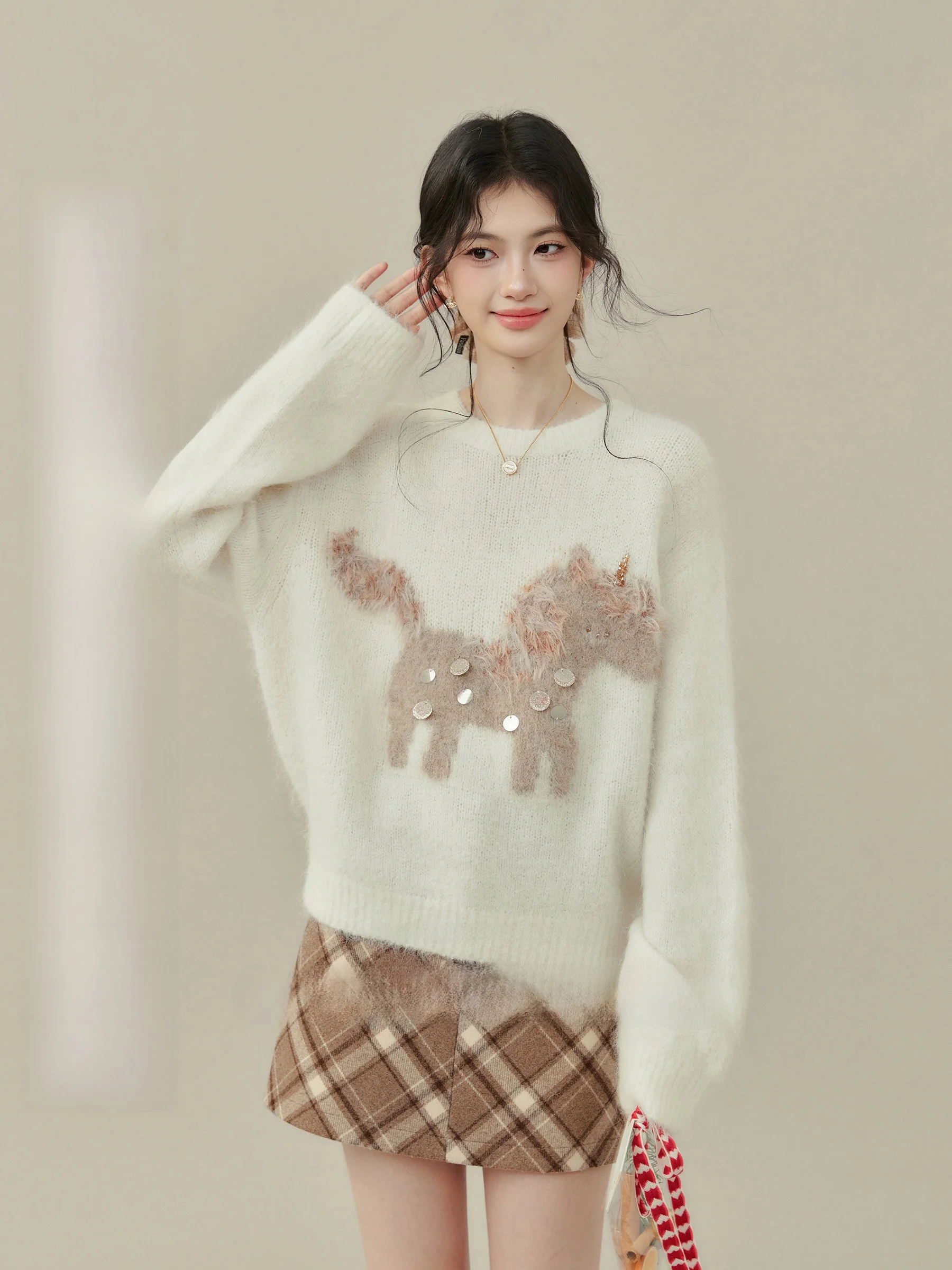 

Long Sve round Ne Loose Fitting Winter Sweater for Plump Women Comfortable Lazy Sle Meat Covering Top Commute Sle