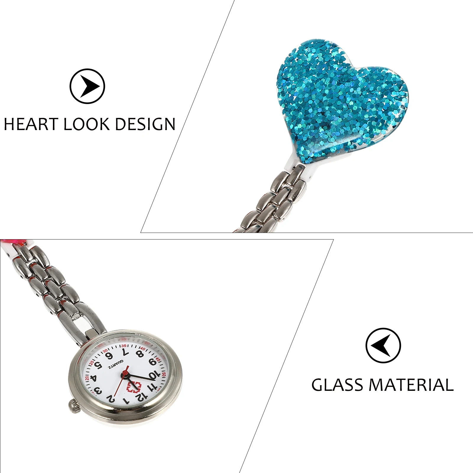 

2 Pcs Pocket Alloy Nurse Watches Alloy Girls Lovely Watch Quartz Watches Ladies Heart Design Nurse Watch Accessories