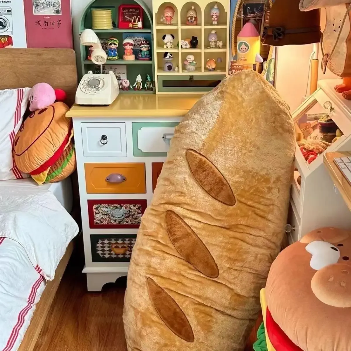 Cute Facudgel Pillow Big Bread Pillow Sleeping Strip Removable Washable Home Decoration Bedhead Sofa Cushion Birthday Gift Girl