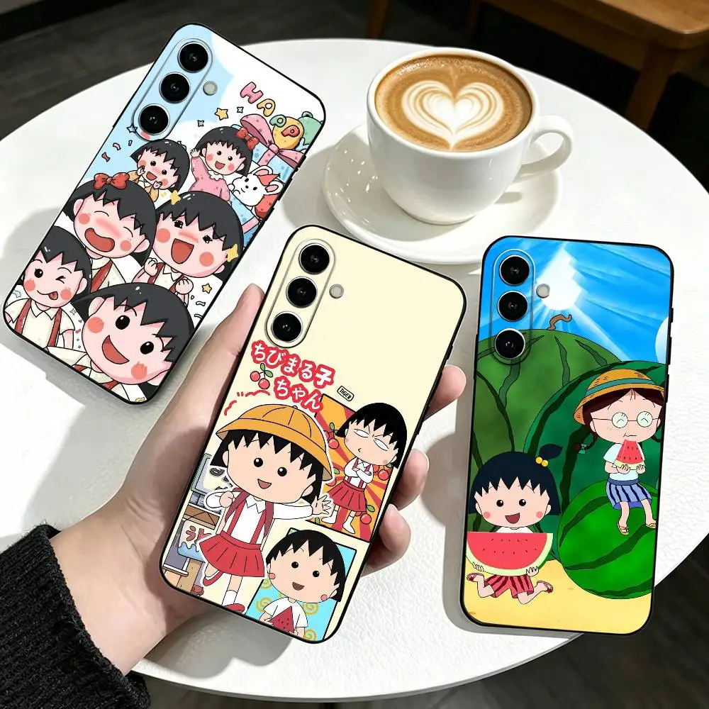 Cartoon-C-Chibi-M-Maruko-chans   Phone Case Black Silicone Soft For Samsung Galaxy A73,A72,A71,A70,A53,A52,A51