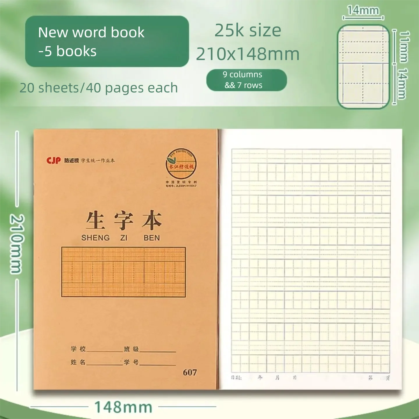 5PCS Tianzige 25K Übungsbuch-Set für Grund- und Sekundarschüler, Anti-Myopie, Schreibwaren zum Lernen chinesischer Schriftzeichen – Detail 2