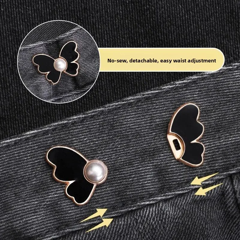 ジーンズの締め付け用の調節可能な伸縮性ウエストバンドバックル、穴あけ不要、オーバーサイズデニム用のウエスト固定ボタン