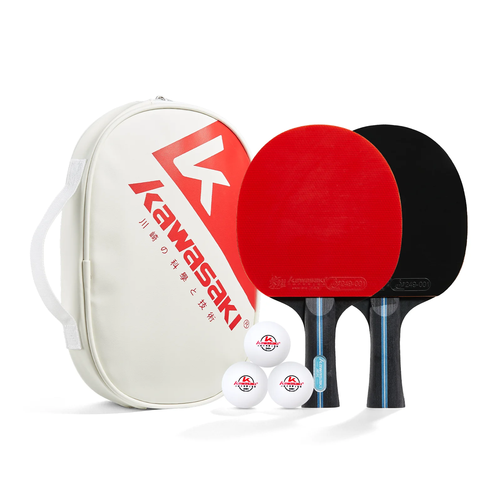 Kawasaki Table Tennis Equipment Set 2PCS Ping Pong Rackets +1PC Bag + 3PCS Balls For Beginner KSD-B5303