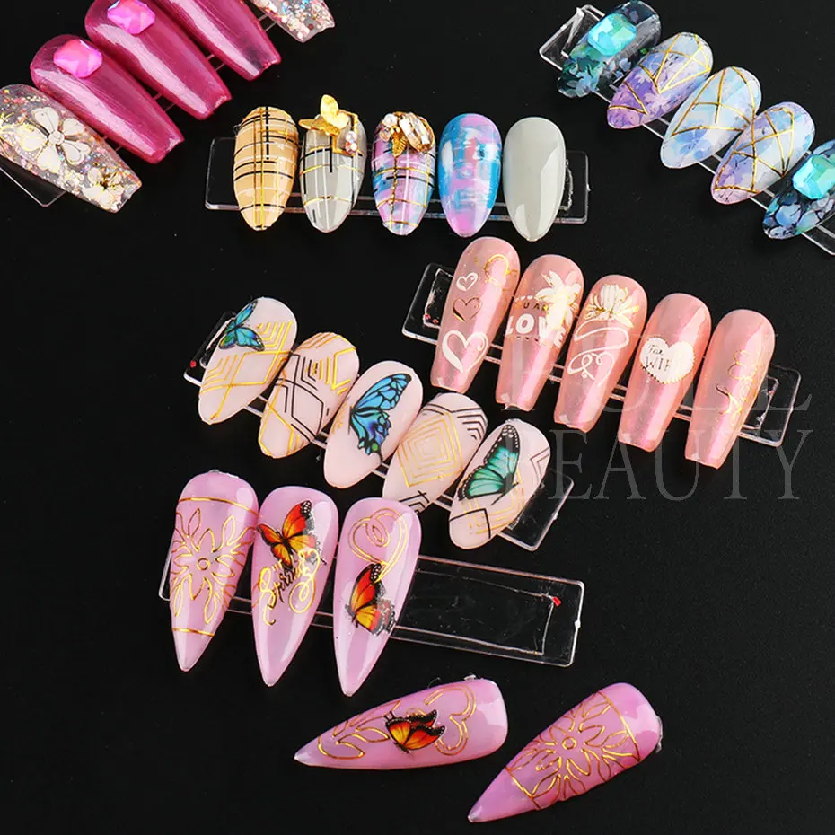 Clear Nail Plakband Voor Valse Tips Nail Stand Creative Design Dubbelzijdig Sticker Geplakt Art Manicure Tonen Gereedschap nlsmth