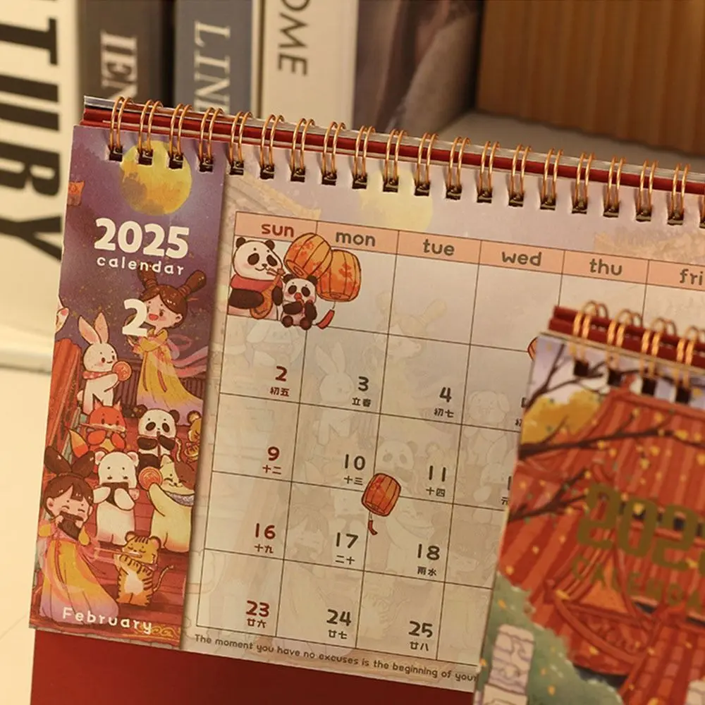 Ancient Style 2025 New Year Desk Calendar Daily Monthly Planning Standing Flip Calendar Schedule Time Manegement