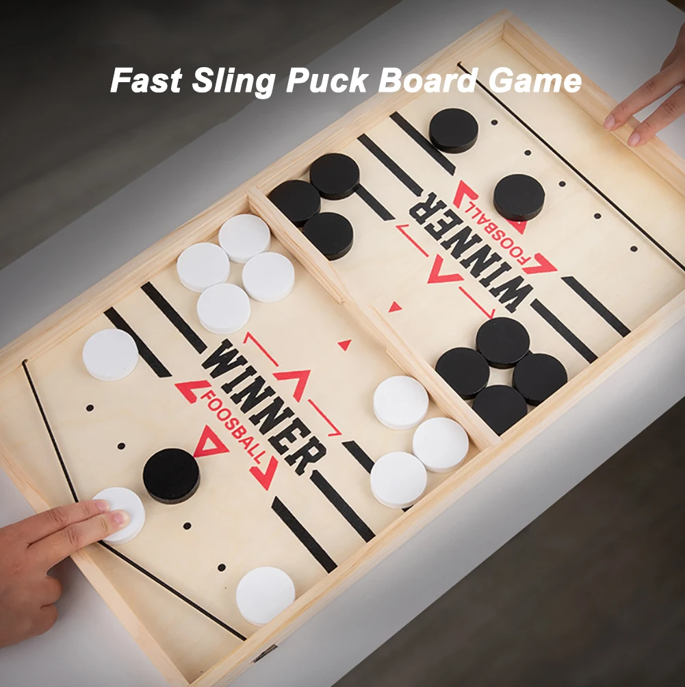 

Sling Puck Board Game, Wooden Desktop Battle Ice Hockey Game, Table Top Sport Board Game Party Supplies For Family Gathering