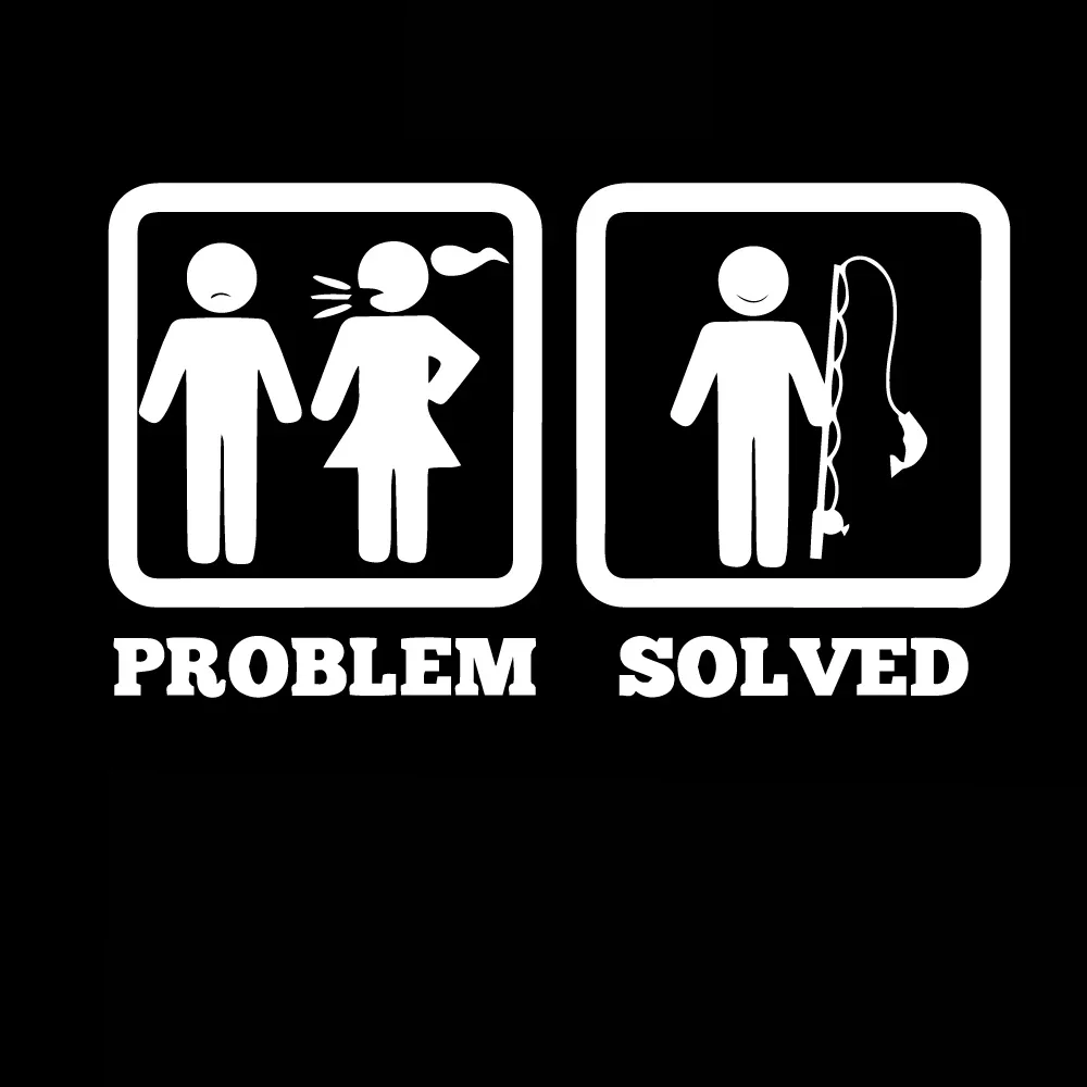 Problem Solved Fishing Funny Car Sticker Decal Waterproof for Auto Door Side Window Decal Decoration Sticker Vinyl,21cm*11cm