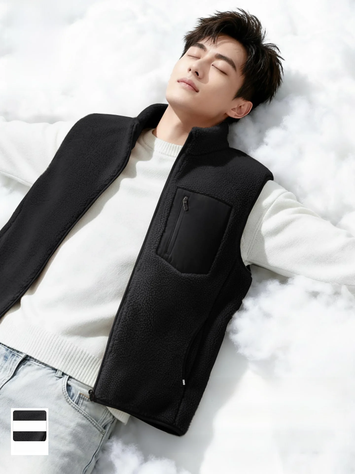 

Men's Double-Sided Fce-Lined Thiened Vest Winter Outerwear Svel Jaet Regular Fit Youth Faion