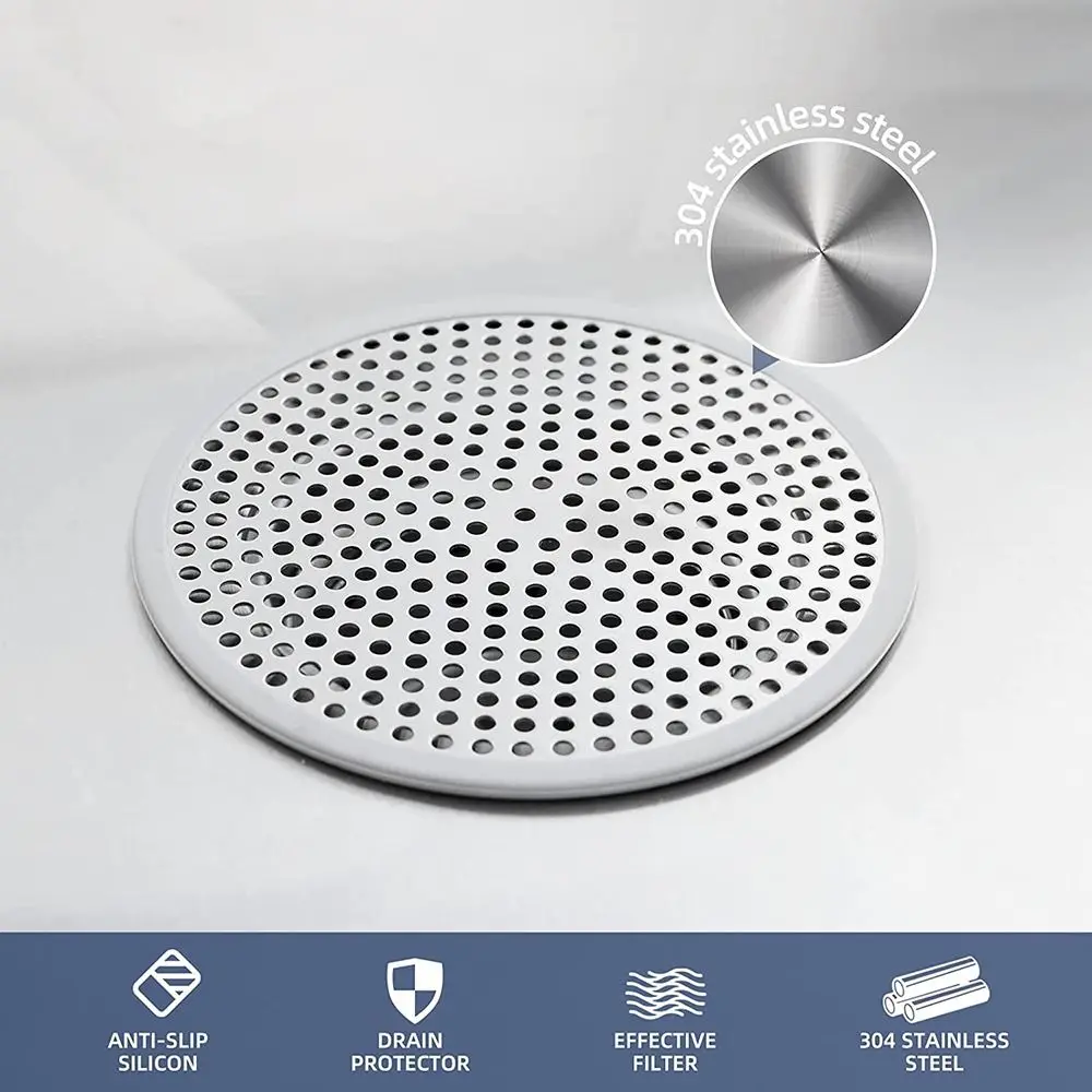 Shower Drain Cover Hair Catcher Drain Filter Bathroom Protector Stainless Steel Sink Strainer Drain Filter Bathtub Hair Catcher