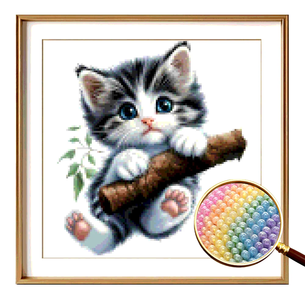 

Набор для вышивания частичным бисером «сделай сам», голубоглазый котенок, подходит для начинающих, наборы для подсчета, принадлежности для вышивки крестом, поделки с узорами