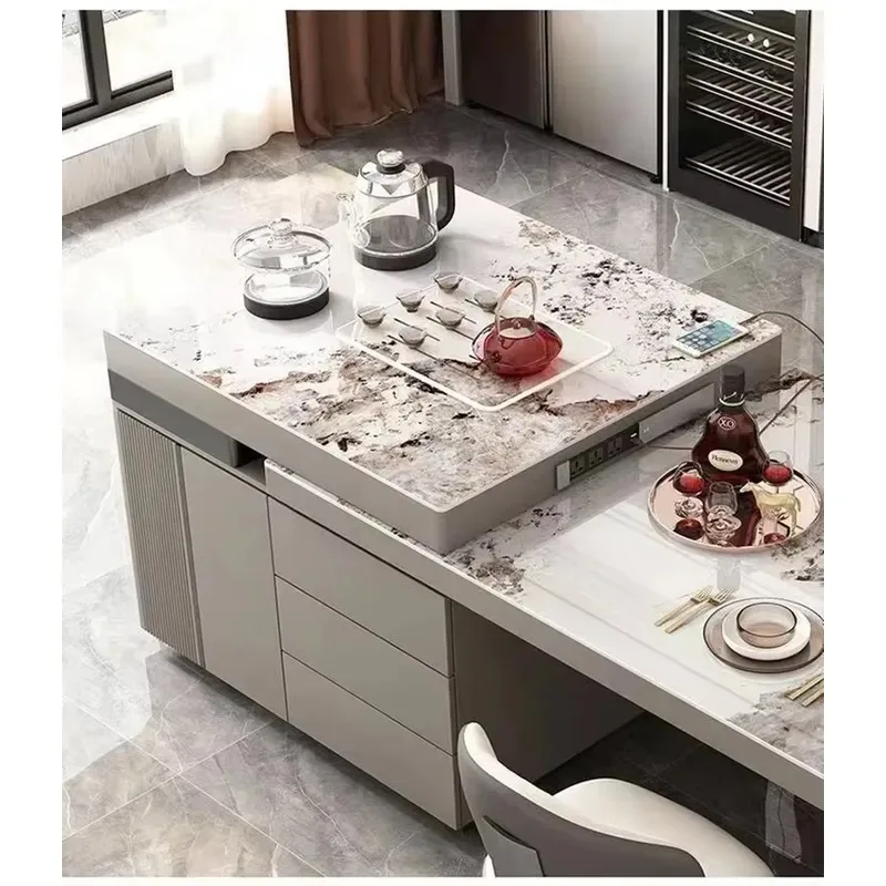 High Quality Small Kitchen Island Modern Design White Retractable with Stove