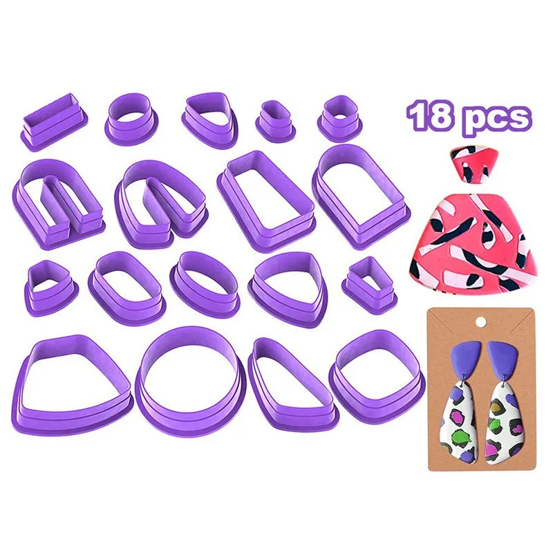 18Pcs Set Polymer Clay Earring Cutter Drop Dangle Clay Cutter Geometric Shape Clay Pendant Polymer Clay Tool Cookie Cutter