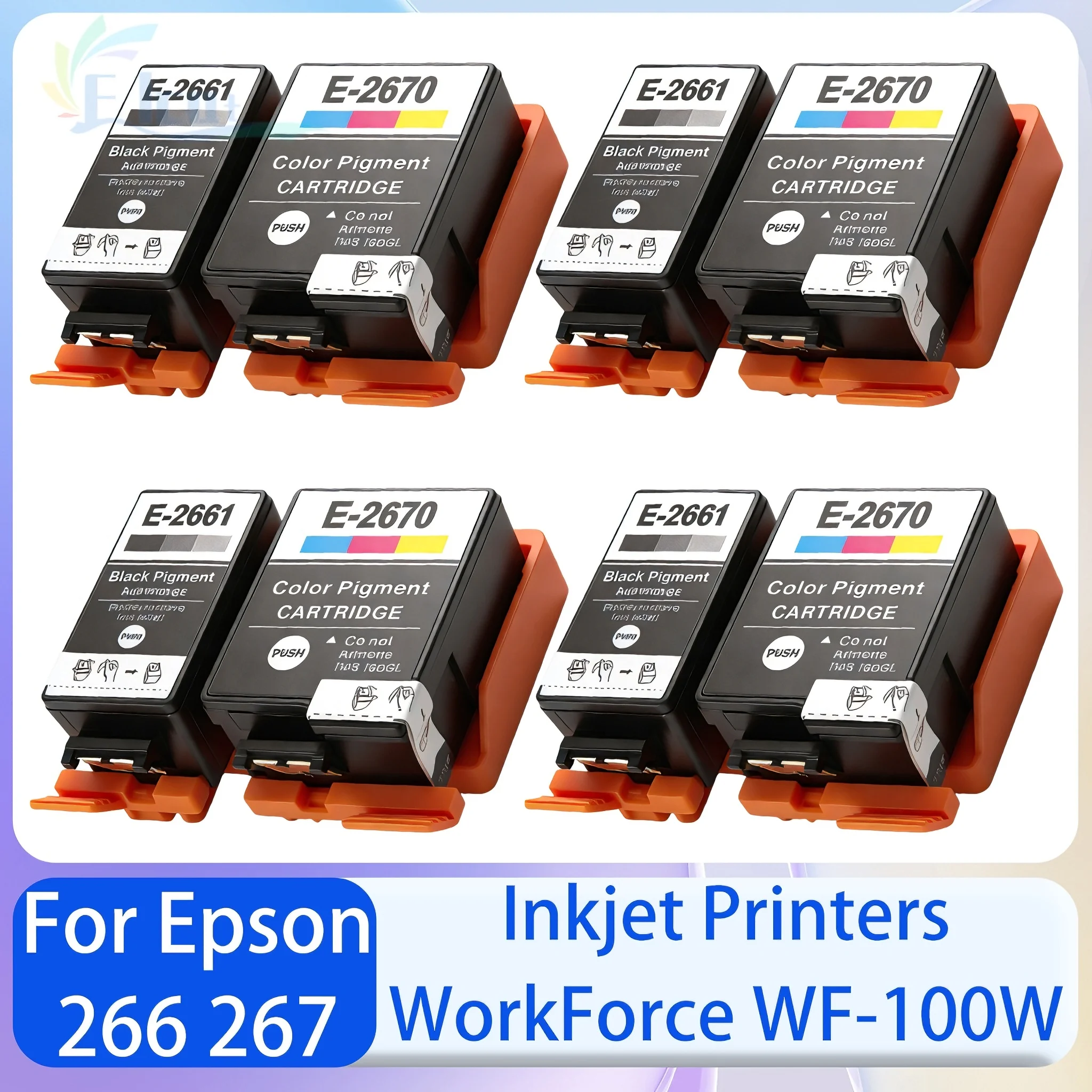Cartucho de tinta 266 267 para tinta Epson 266 267 T2661 T2670 Compatible con impresoras de inyección de tinta Epson WorkForce WF-100W WF100W