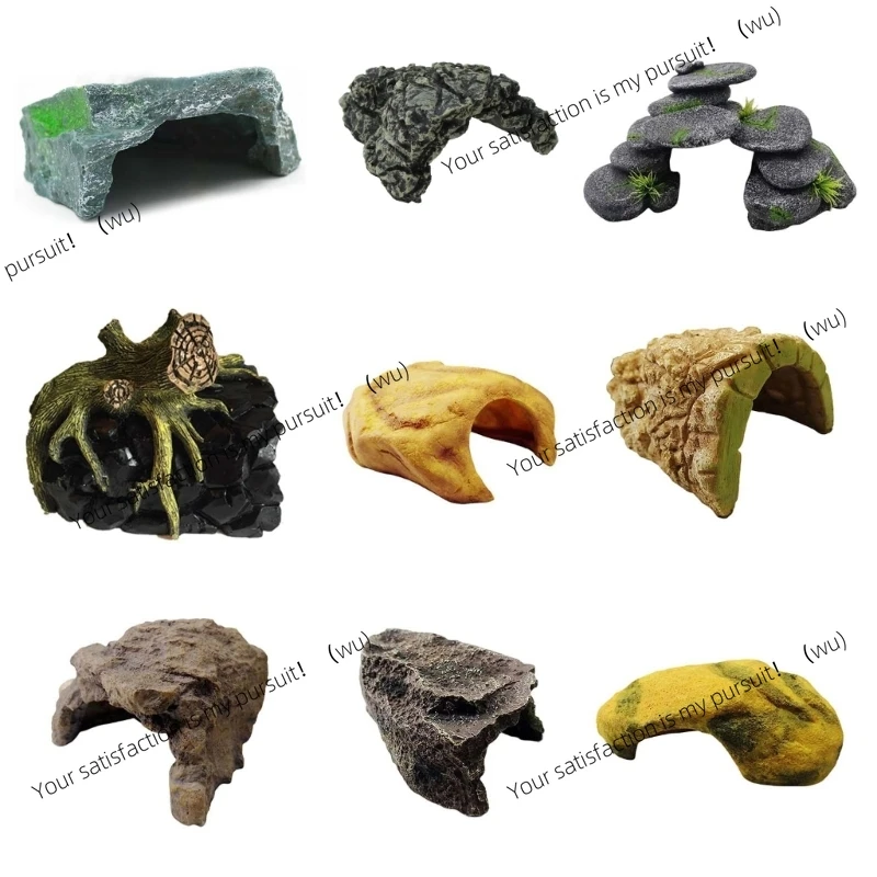 ZOCI-Aquariums Rock Stone Cave Decorations Fish Tanks Sinkable Ornament Aquatic Pet FishTanks Cave House for Tortoises