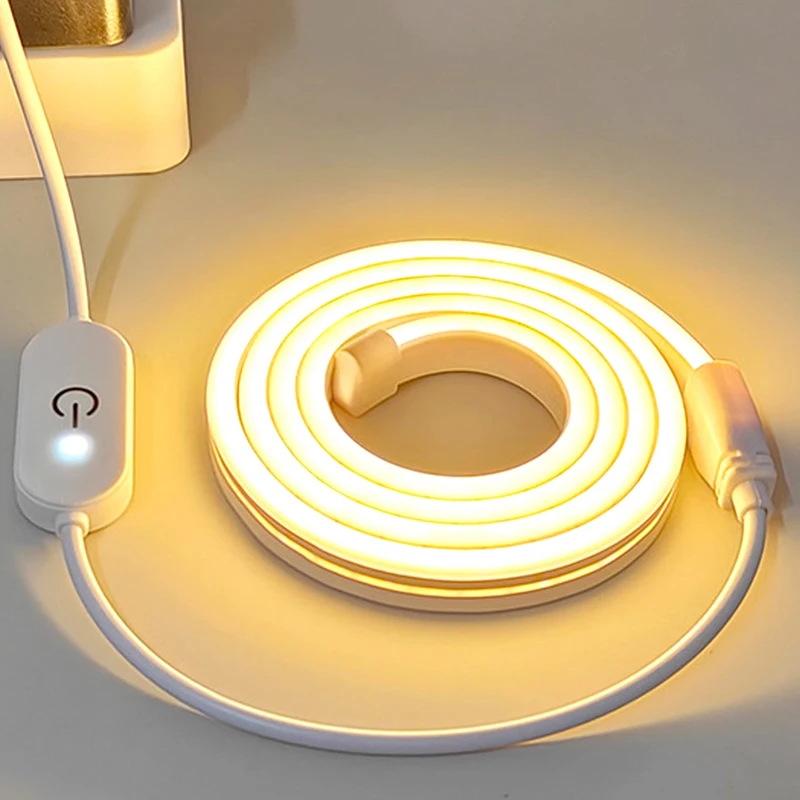 USB 5V LED Neon Light Strip with Touch Sensor Dimming Switch, Flexible Silicone & Waterproof, Ideal for Indoor and Outdoor Home