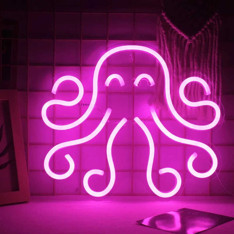 

Octopus New Neon Signs Ocean Display Room LED Neon Light USB Powered Acrylic Wall Decoration for Kids Bedroom Boys Room Playroom