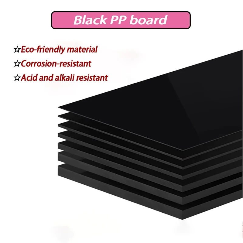 3-20mm Thick Black PP Plastic Board Polypropylene Square Sheet 50x100mm 100x200mm 200x300mm 300x400mm