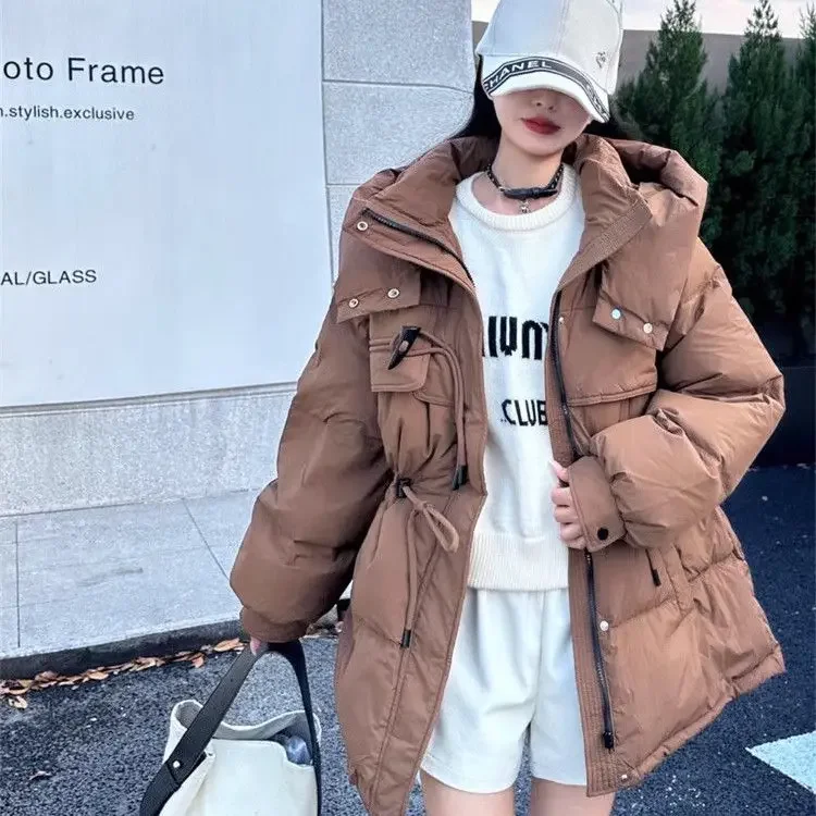 

2025 Winter New Women's Down Jacket Retro Commuter Windproof Leisure Bull Horn Button Jacket