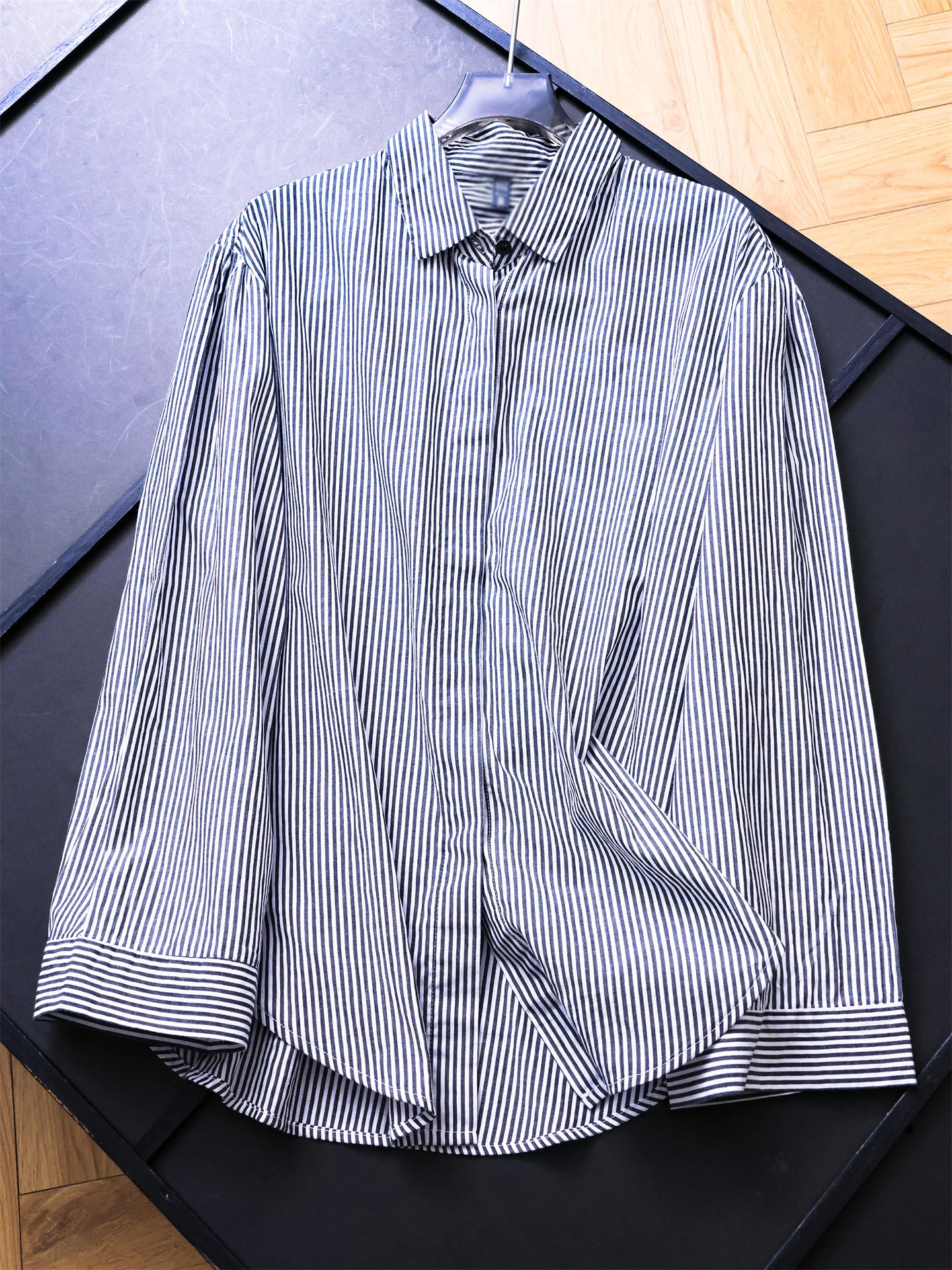 

Casual Style Striped Loose Fit Long Sleeve Shirt Women's Commute Wear Spring Autumn Season Breathable Cotton Button down