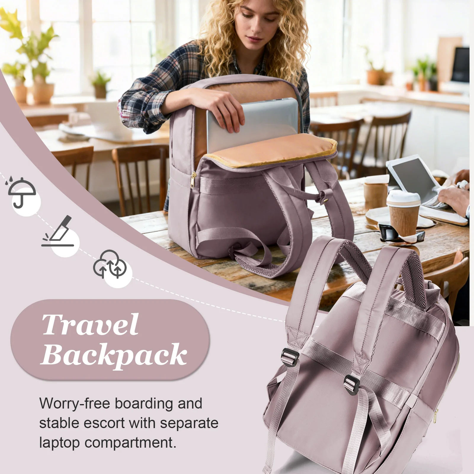 حقيبة ظهر نسائية، حقيبة ظهر عصرية خفيفة الوزن للسفر، حقيبة كمبيوتر للكلية للفتيات، هدايا للنساء، حقيبة ظهر تنفيذية #4