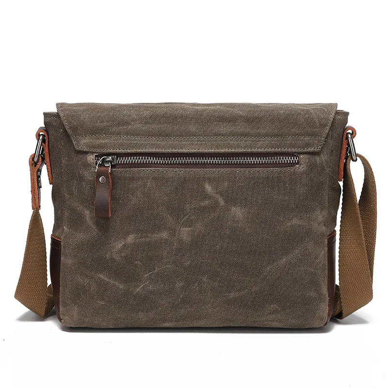 Men Vintage Canvas Casual Messenger Bag Small Waterproof Crossbody Shoulder Purse with Leather Trim for Camera Travel Daily