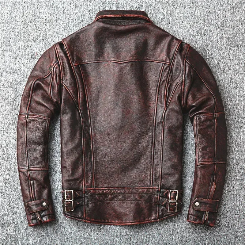 AYUNSUE Leather Jacket Men Vintage Cowhide Genuine Coat Motorcycle 100% real Cow Slim Fit clothes 2025 KJ4707