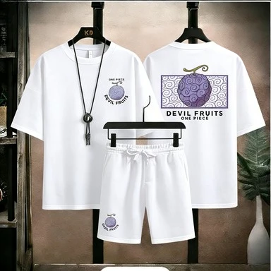 

Комплект из футболки и шорт One Piece, повседневный летний хлопковый костюм, дышащая одежда в стиле аниме для мужчин и женщин, для повседневной носки