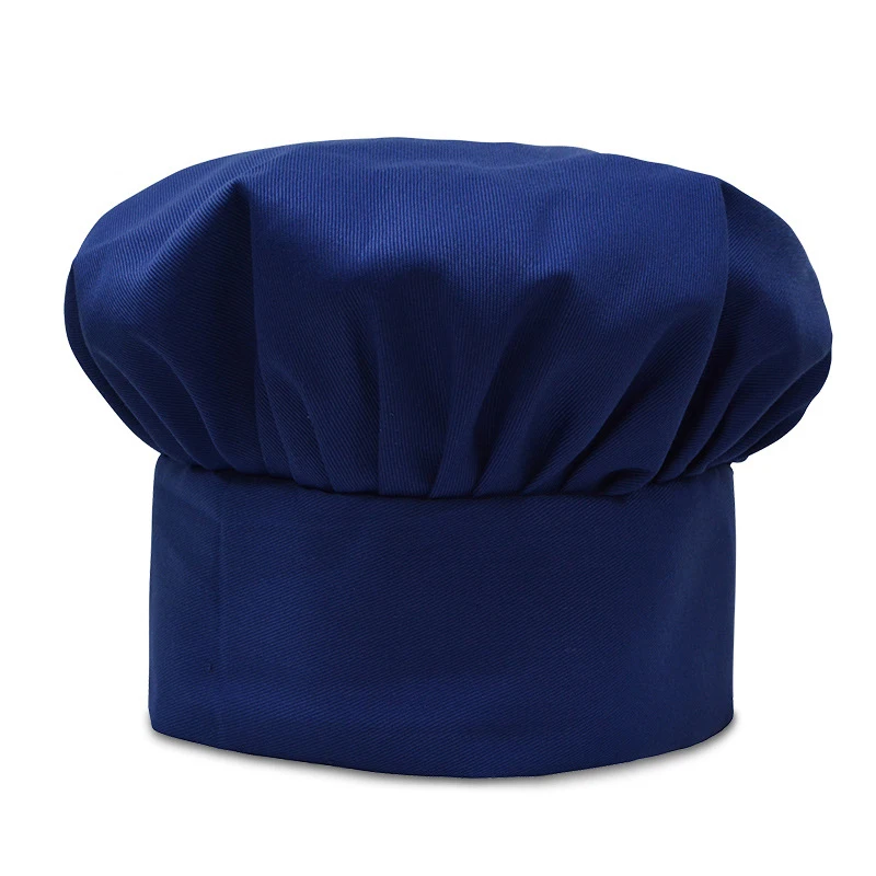 Chapéu de cozinheiro chefe masculino chapéu plissado de cozinha boné de cogumelo de cozinha uniforme de chefs ajustáveis chapéu de trabalho padaria 9 cores