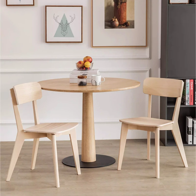 Scandinavian Solid Wood Minimalist Dining Chairs Restaurant Hotel Reception Chair Natural Wood Accent Seating Home Balcony Stool