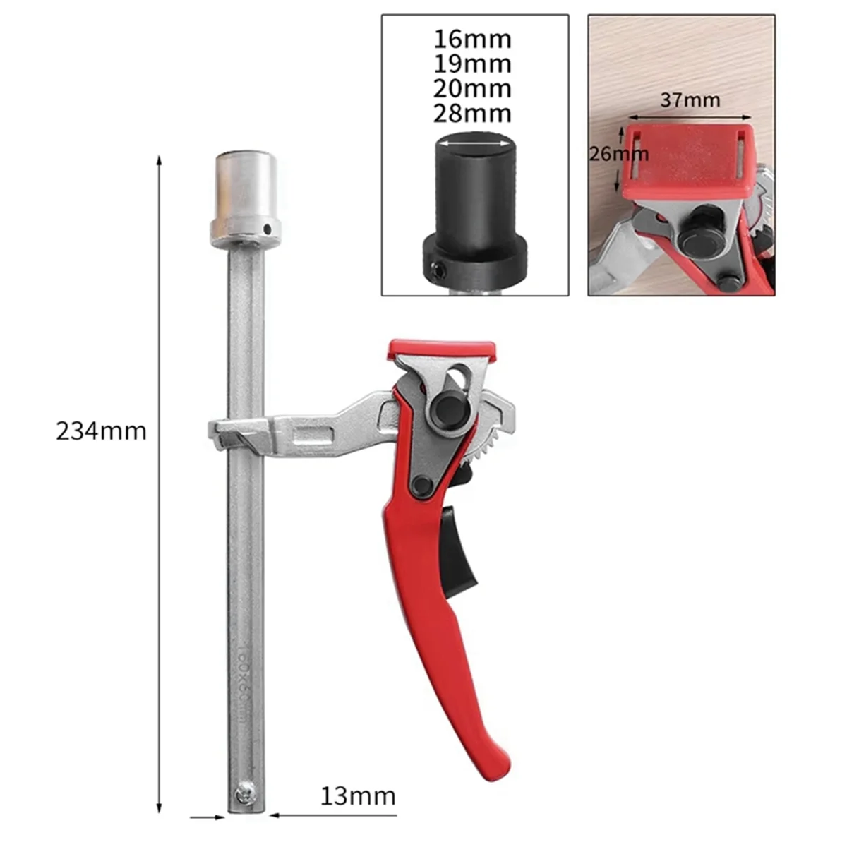 EULM Деревообрабатывающий настольный быстродействующий зажим, быстрый фиксированный зажим для деревообрабатывающих скамей, 20 мм, трещотка с отверстием F, зажим