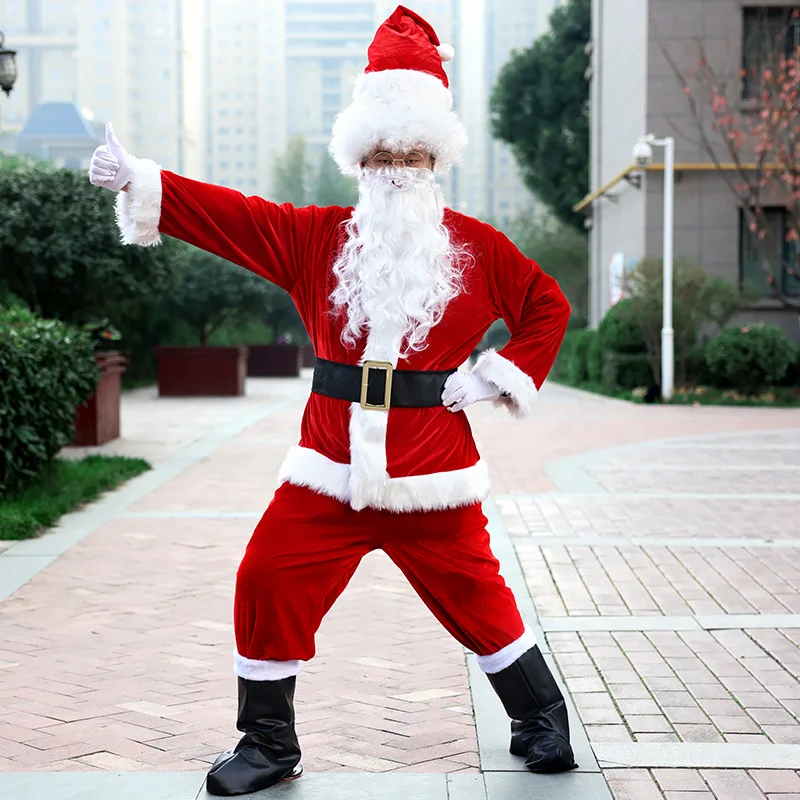 Men  Family Costume Santa Claus Costume  Deluxe  Christmas Party Adult Christmas cosplay costume