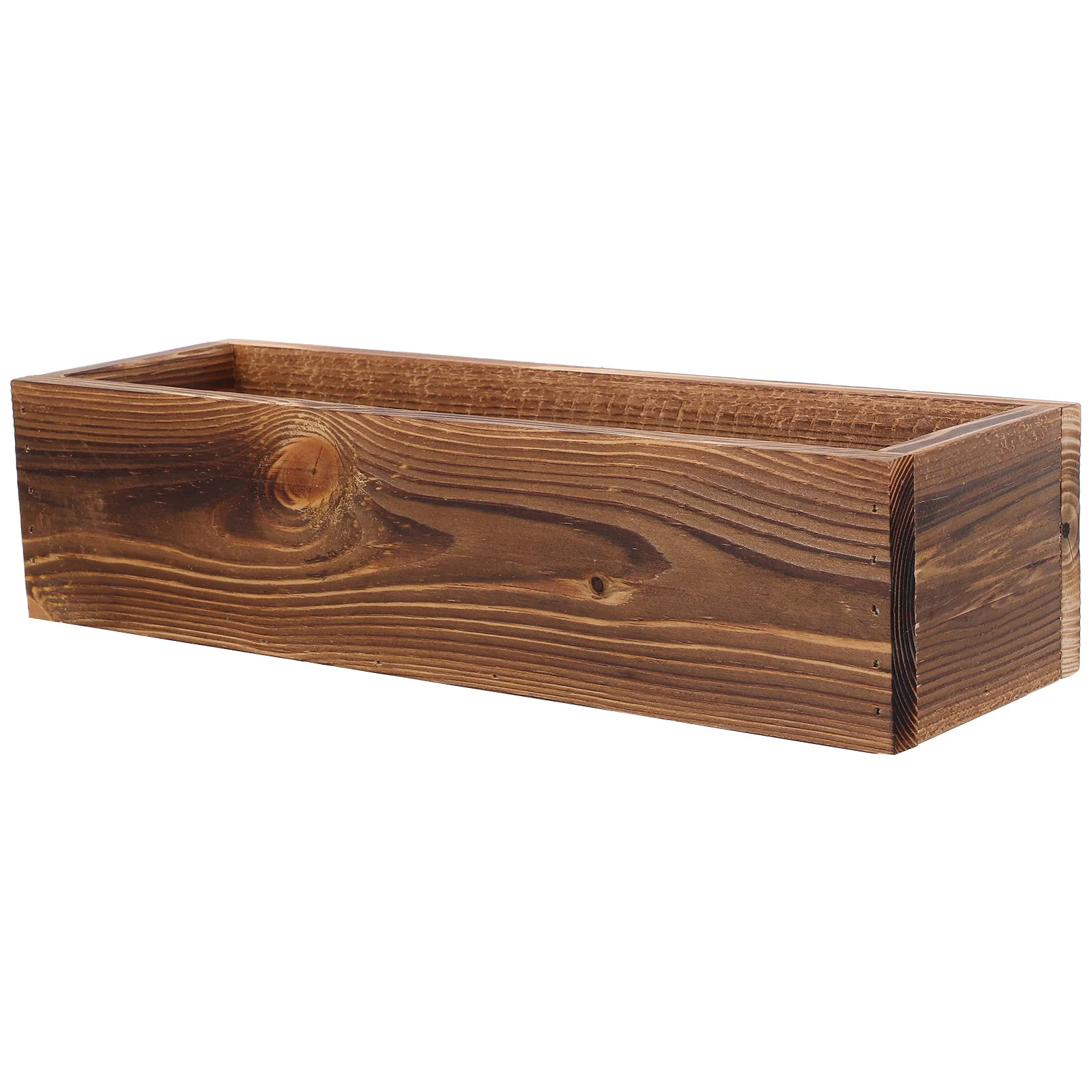 Retro Wooden Flower Planter Box Solid Cedar Wood Rectangular Planter for Home Office Garden Balcony Window Sill Decorative