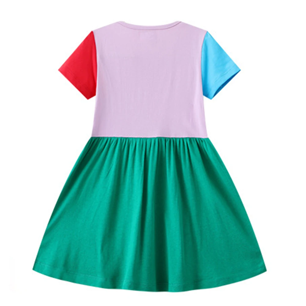 VIKITA Girls Summer Dress Flower Heart Shape Appliqued Cotton Casual Straight Princess Party School Cute Daily Fashion Dresses