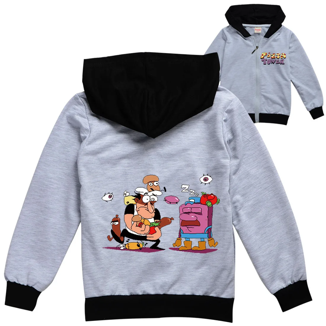 

Cartoon Pizza Tower Clothes Kida Casual Hooded Jackets & Coats Boys Zipper Hoodie Bay Girl Outfits Children's Outdoor Clothing