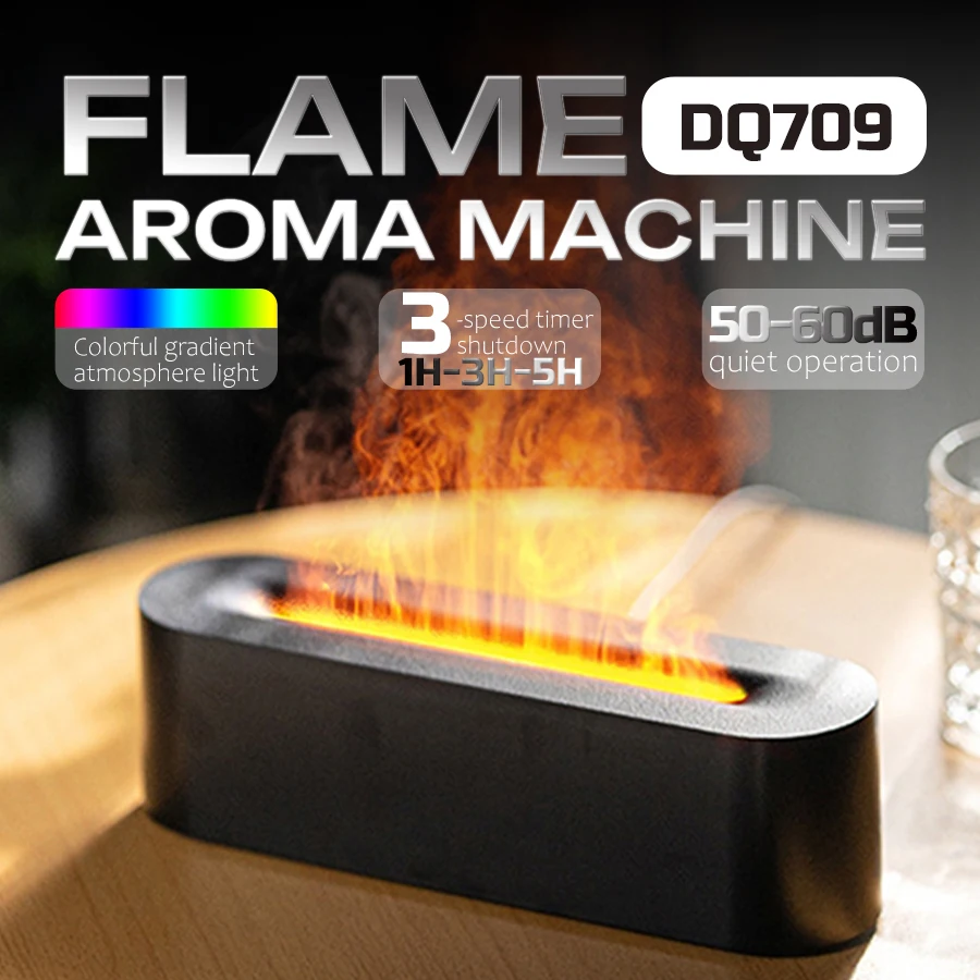 

2026 Flame Humidifier, 7 Color LED Aroma Diffuser, 3 Timers, 150ml, Quiet Cool Mist, Essential Oil Diffuser for Home Office