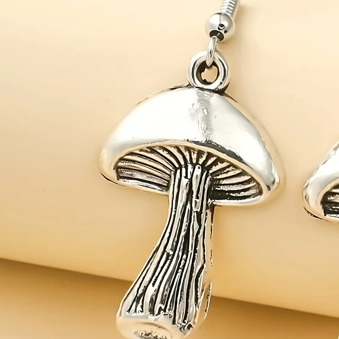 1 Pair Vintage Mushroom Drop Earrings Vegetarian Lover Jewelry for Women