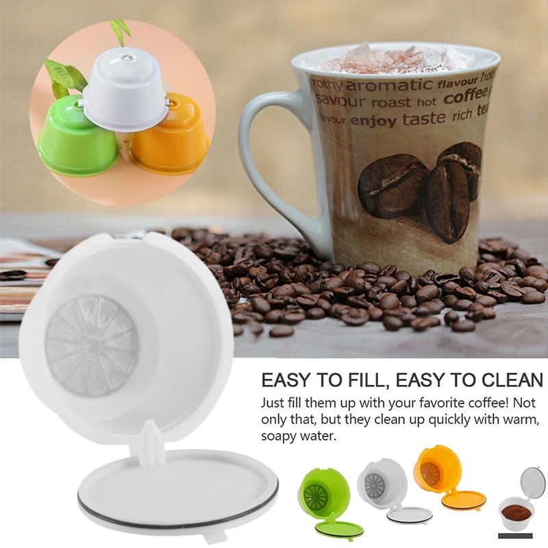 3Pcs Refillable Coffee Capsule Cup Reusable Filter Pod For Dolce Gusto Nescafe