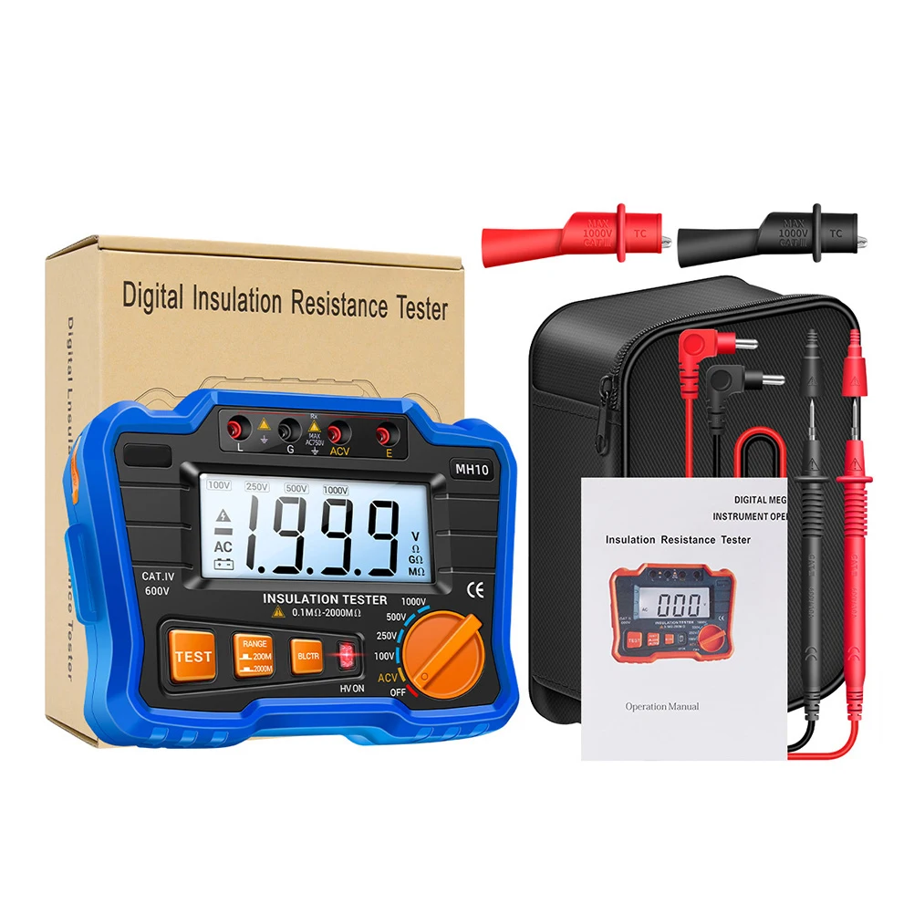 

1Set Digital Megohmmeter LCD Insulation Tester Electronic Resistance Meter for Power Capacitor Motor Generator Cable Test